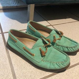 Green Sperrys Size 10
